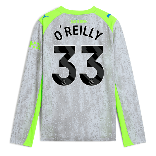 Kids' Manchester City Third Jersey 2025/26 Long Sleeve With O'REILLY 33 Printing - blue