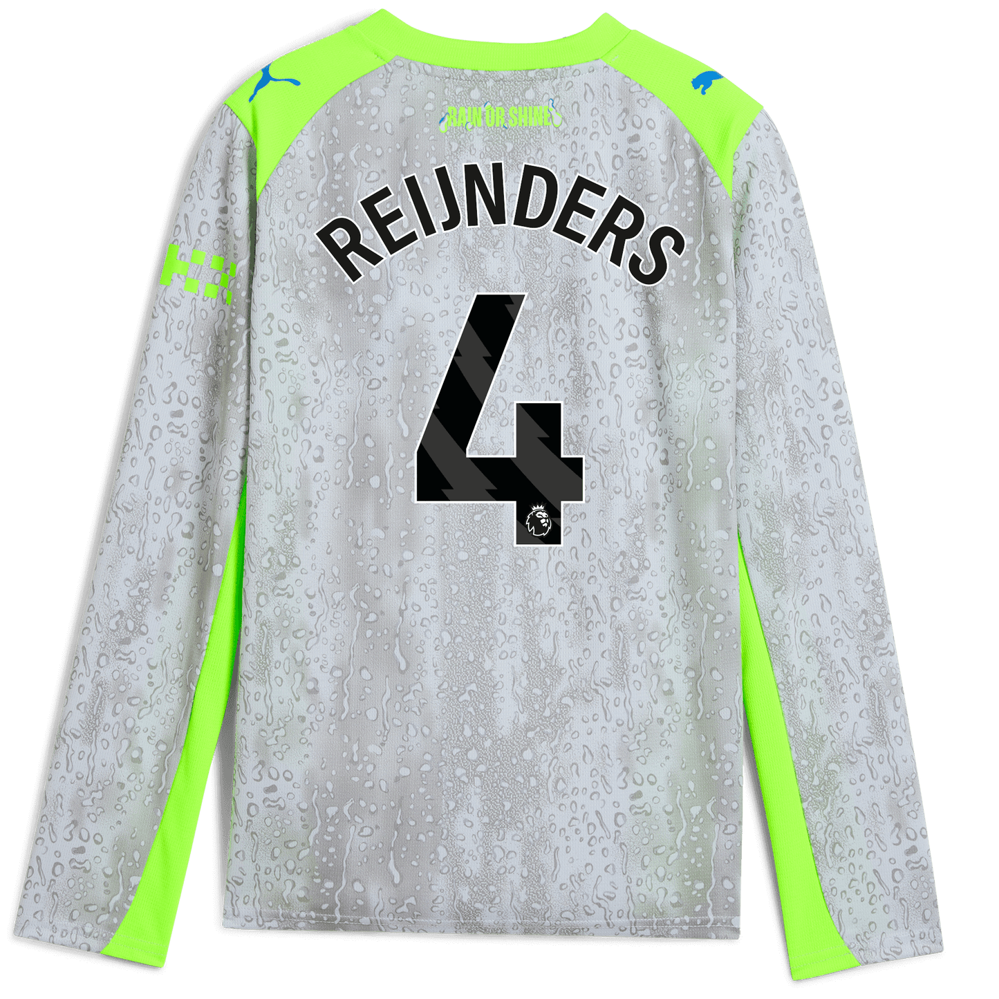 Kids' Manchester City Third Jersey 2025/26 Long Sleeve With REIJNDERS 4 Printing - blue