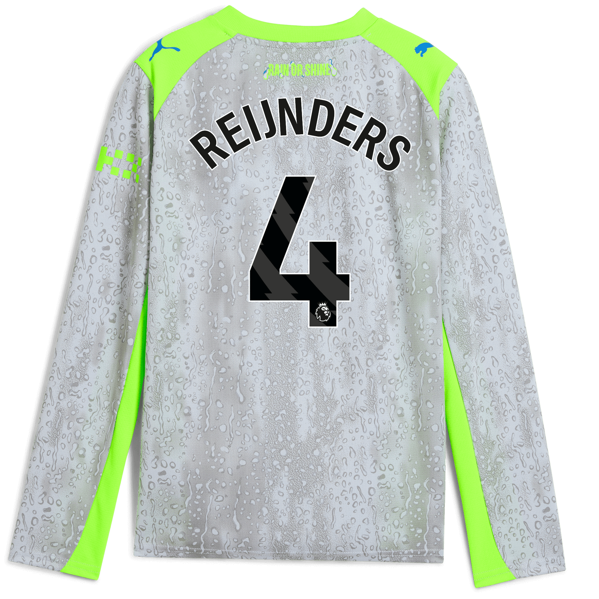 Kids' Manchester City Third Jersey 2025/26 Long Sleeve With REIJNDERS 4 Printing - blue
