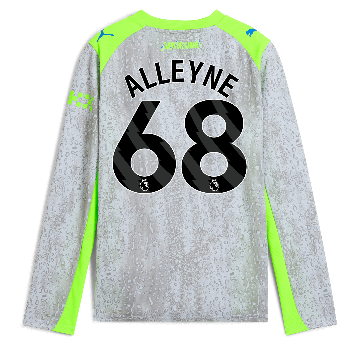 Kids' Manchester City Third Jersey 2025/26 Long Sleeve With ALLEYNE 68 Printing - blue