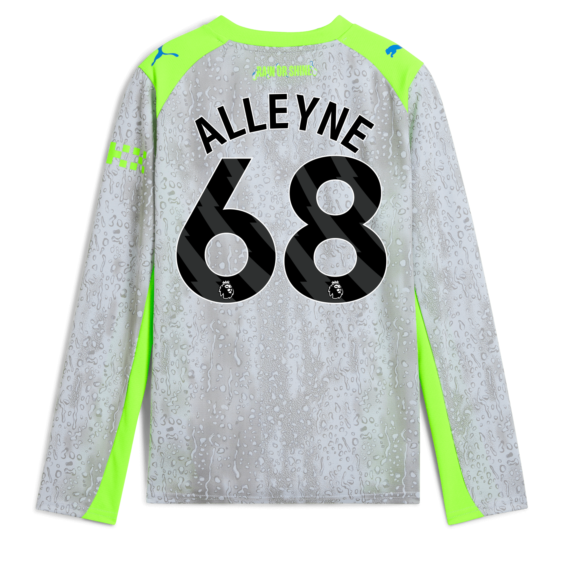 Kids' Manchester City Third Jersey 2025/26 Long Sleeve With ALLEYNE 68 Printing - blue
