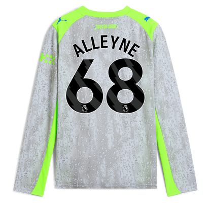 Kids' Manchester City Third Jersey 2025/26 Long Sleeve With ALLEYNE 68 Printing - blue