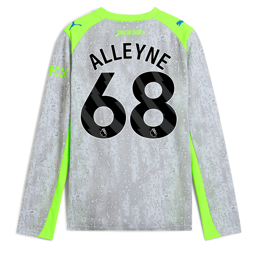 Kids' Manchester City Third Jersey 2025/26 Long Sleeve With ALLEYNE 68 Printing - blue