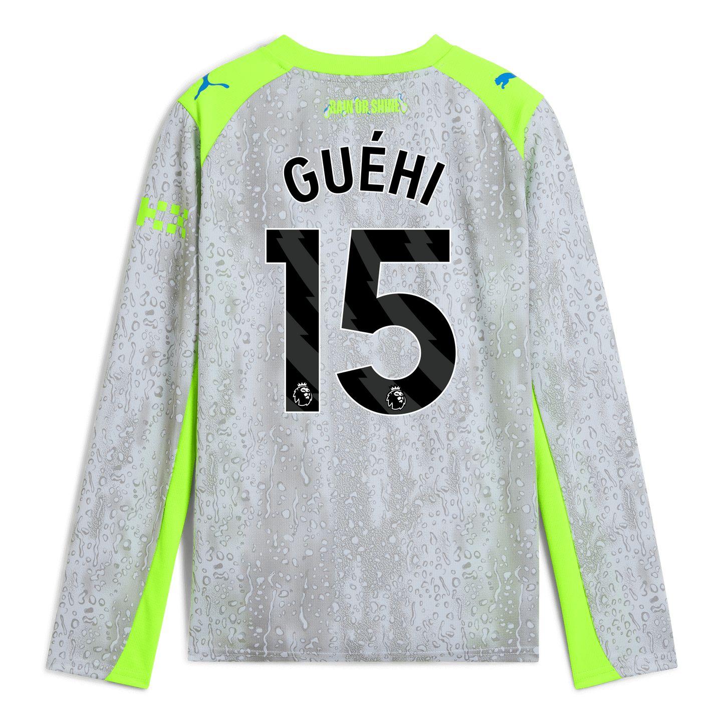 Kids' Manchester City Third Jersey 2025/26 Long Sleeve With GUÉHI 15 Printing - blue