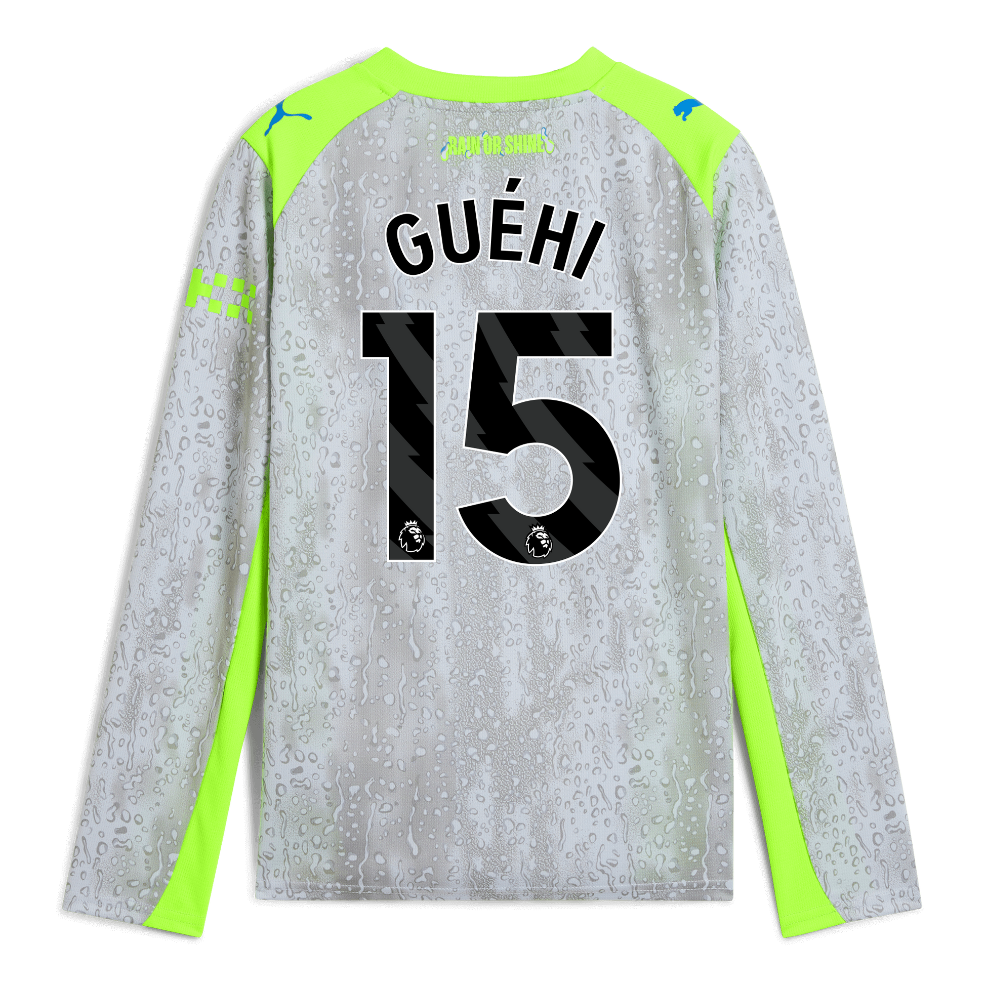 Kids' Manchester City Third Jersey 2025/26 Long Sleeve With GUÉHI 15 Printing - blue