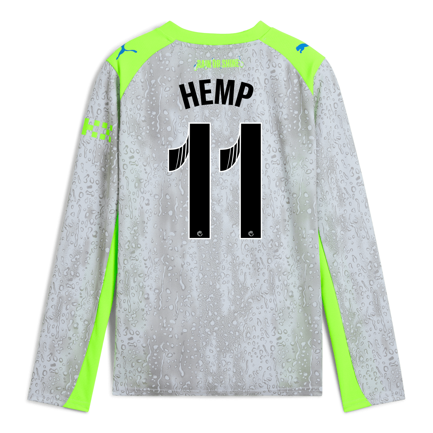 Kids' Manchester City Third Jersey 2025/26 Long Sleeve With HEMP 11 Printing