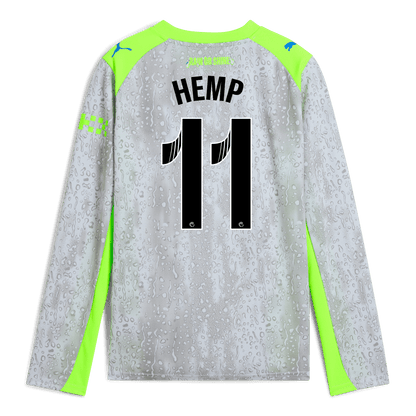 Kids' Manchester City Third Jersey 2025/26 Long Sleeve With HEMP 11 Printing