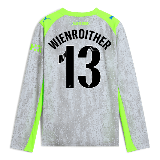 Kids' Manchester City Third Jersey 2025/26 Long Sleeve With WIENROITHER 13 Printing