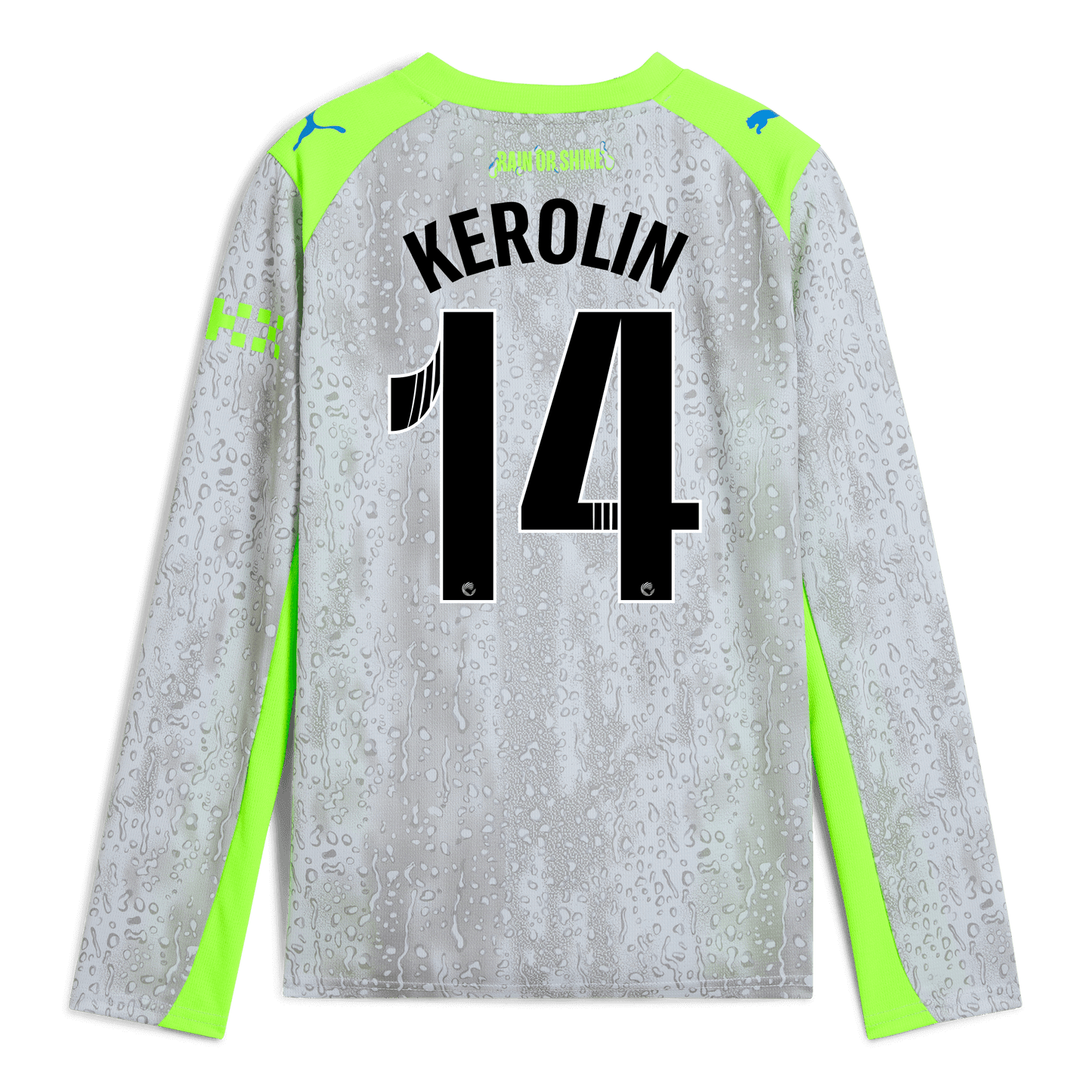 Kids' Manchester City Third Jersey 2025/26 Long Sleeve With KEROLIN 14 Printing