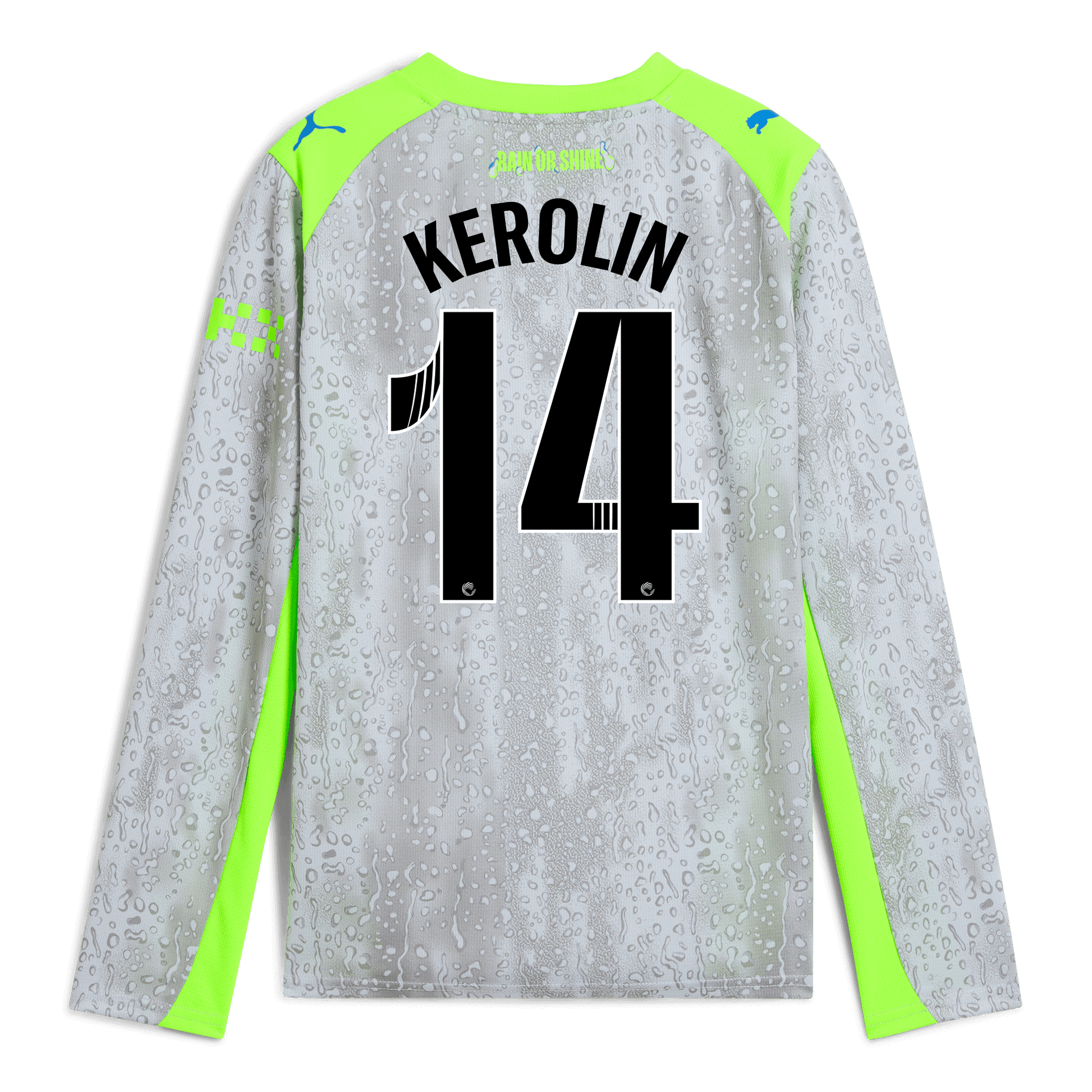 Kids' Manchester City Third Jersey 2025/26 Long Sleeve With KEROLIN 14 Printing