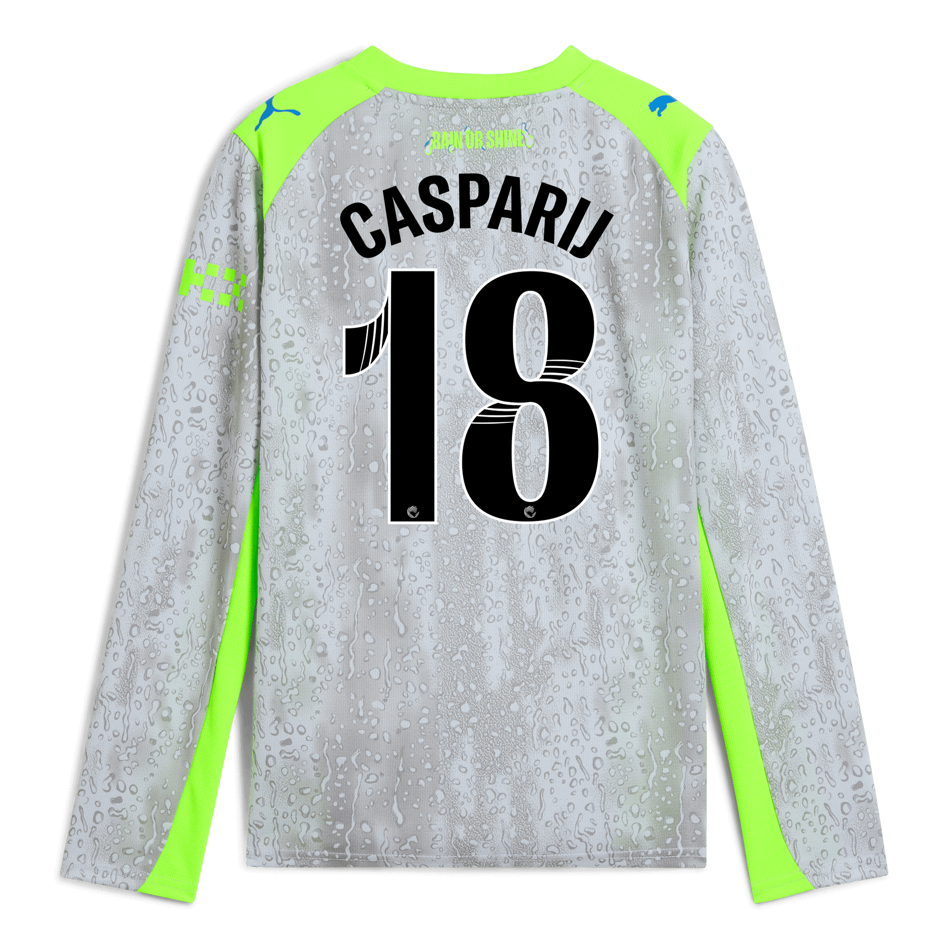 Kids' Manchester City Third Jersey 2025/26 Long Sleeve With CASPARIJ 18 Printing