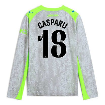 Kids' Manchester City Third Jersey 2025/26 Long Sleeve With CASPARIJ 18 Printing