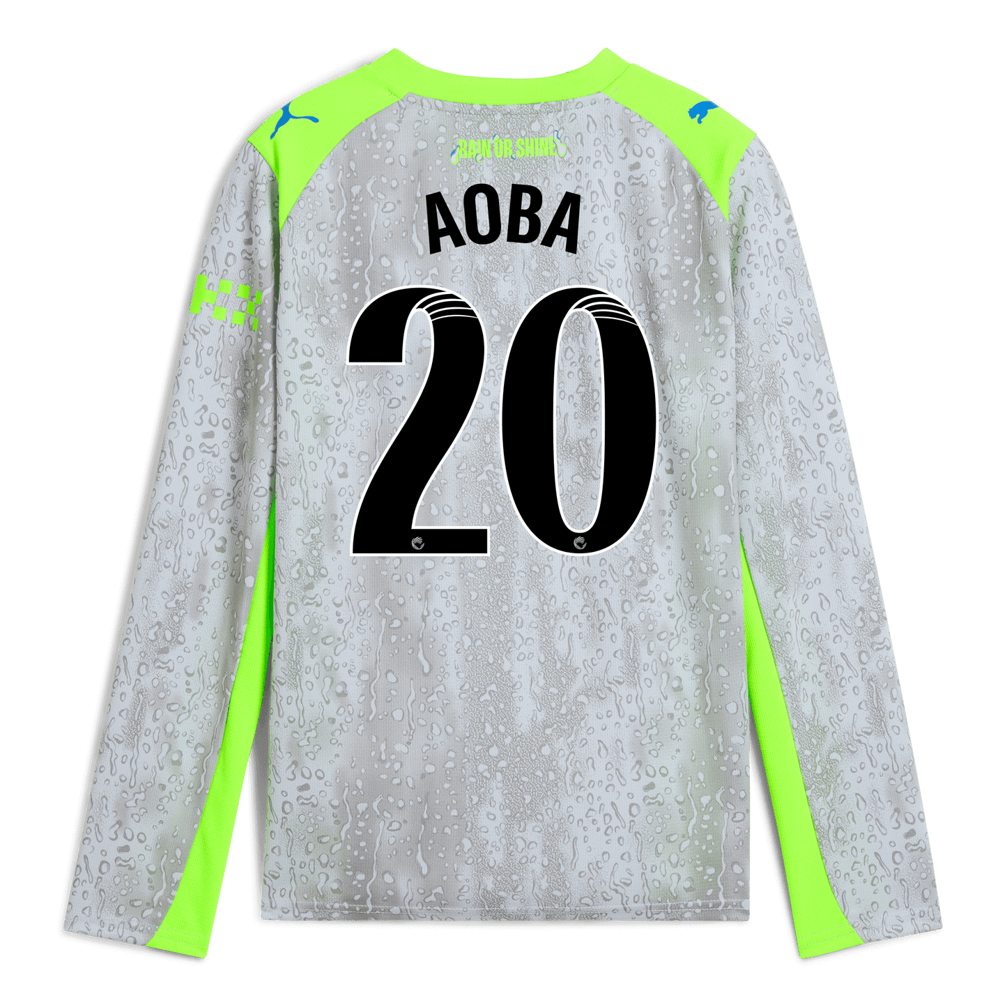 Kids' Manchester City Third Jersey 2025/26 Long Sleeve With AOBA 20 Printing