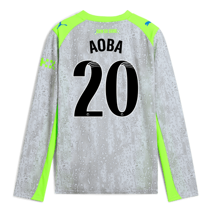 Kids' Manchester City Third Jersey 2025/26 Long Sleeve With AOBA 20 Printing
