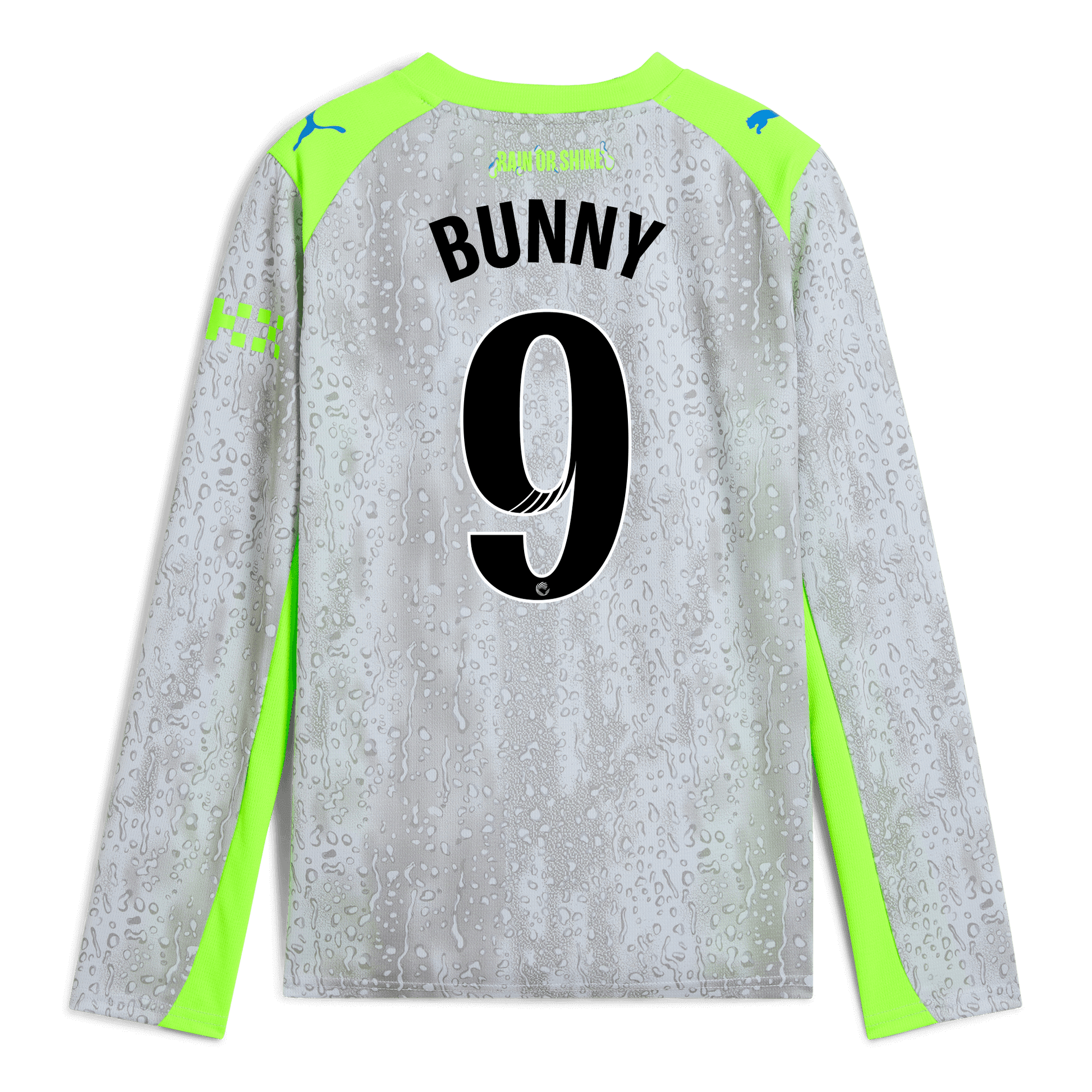 Kids' Manchester City Third Jersey 2025/26 Long Sleeve With BUNNY 9 Printing