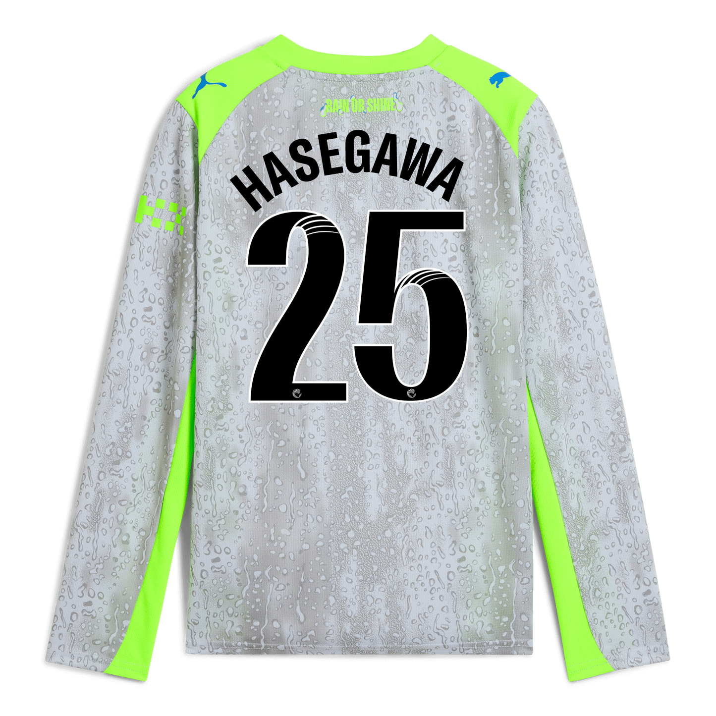 Kids' Manchester City Third Jersey 2025/26 Long Sleeve With HASEGAWA 25 Printing
