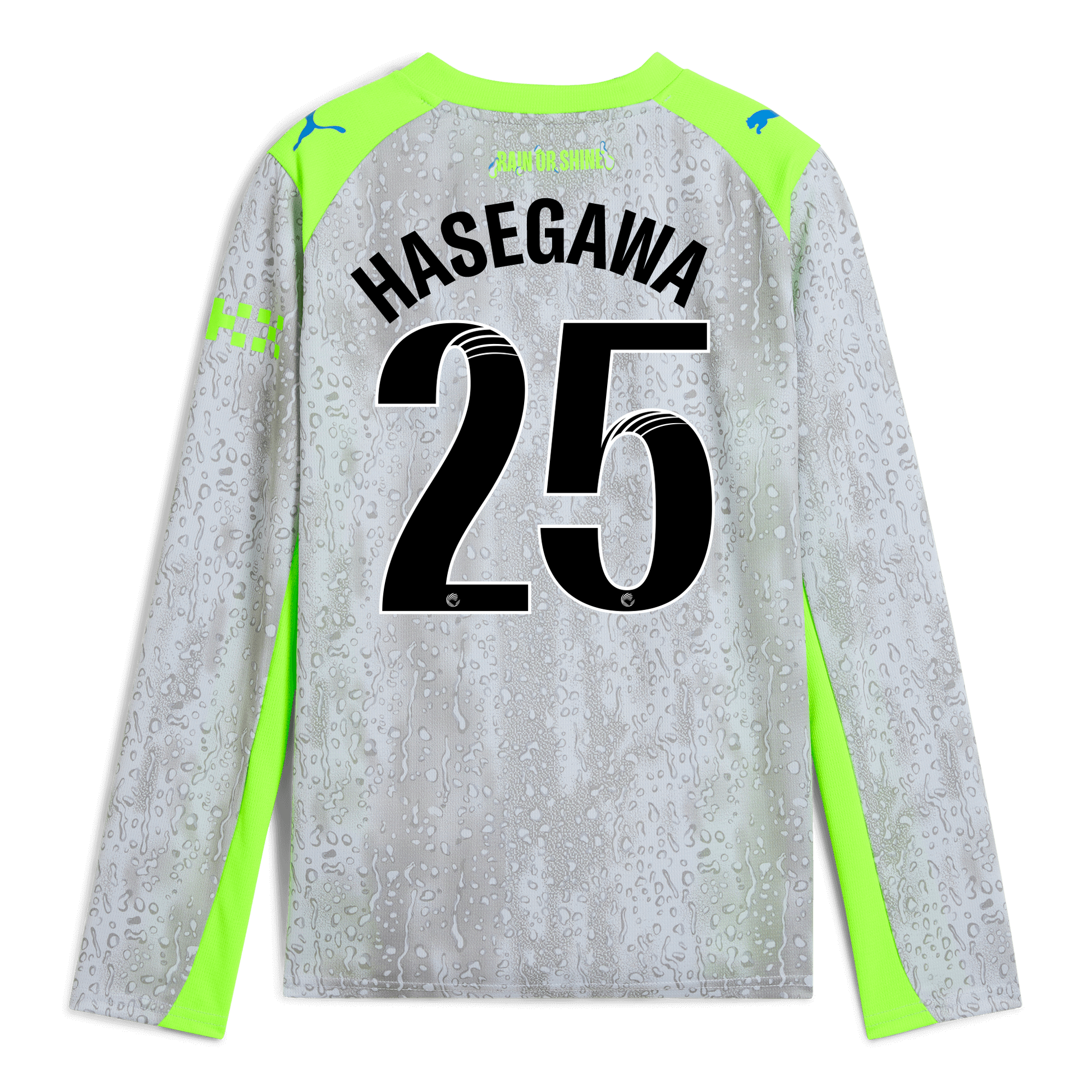 Kids' Manchester City Third Jersey 2025/26 Long Sleeve With HASEGAWA 25 Printing