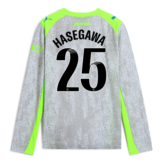 Kids' Manchester City Third Jersey 2025/26 Long Sleeve With HASEGAWA 25 Printing