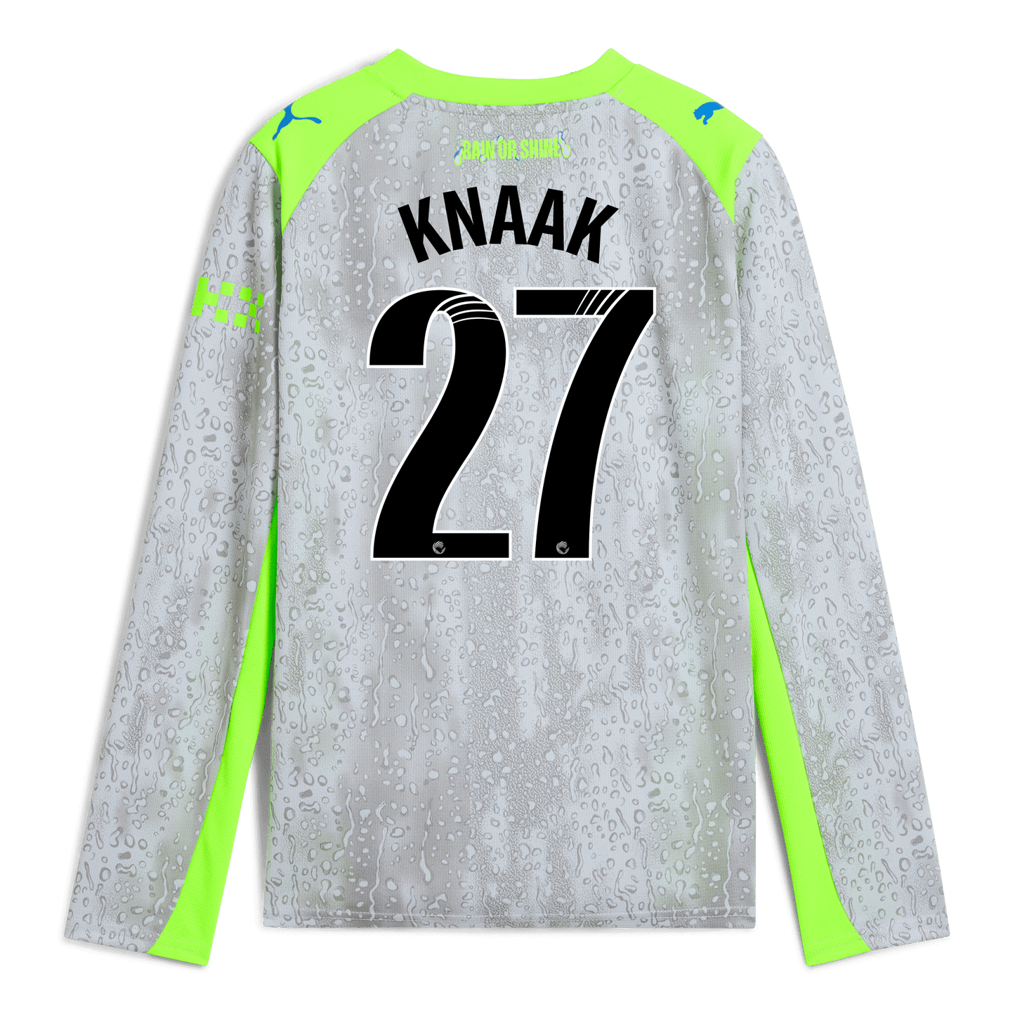 Kids' Manchester City Third Jersey 2025/26 Long Sleeve With KNAAK 27 Printing