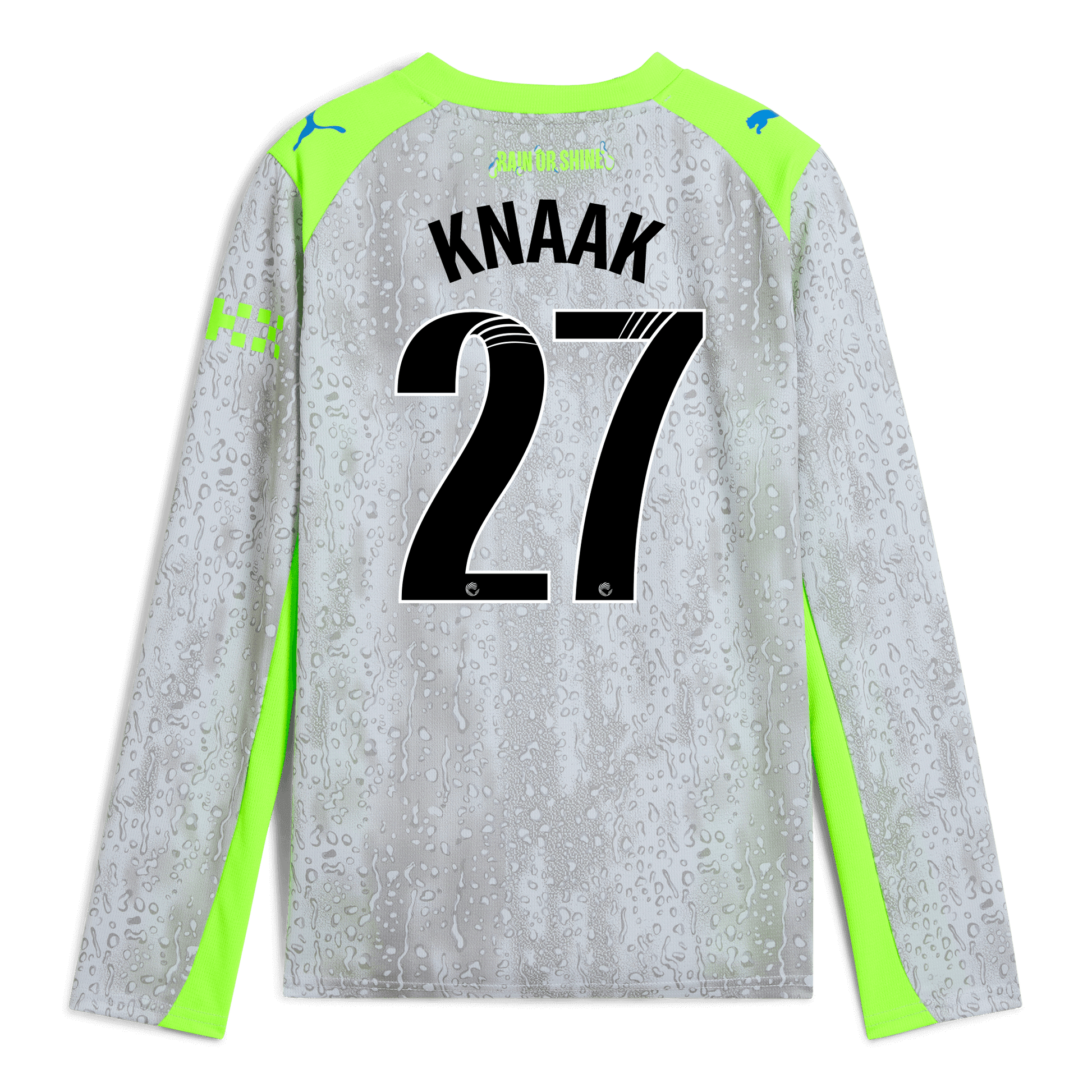 Kids' Manchester City Third Jersey 2025/26 Long Sleeve With KNAAK 27 Printing