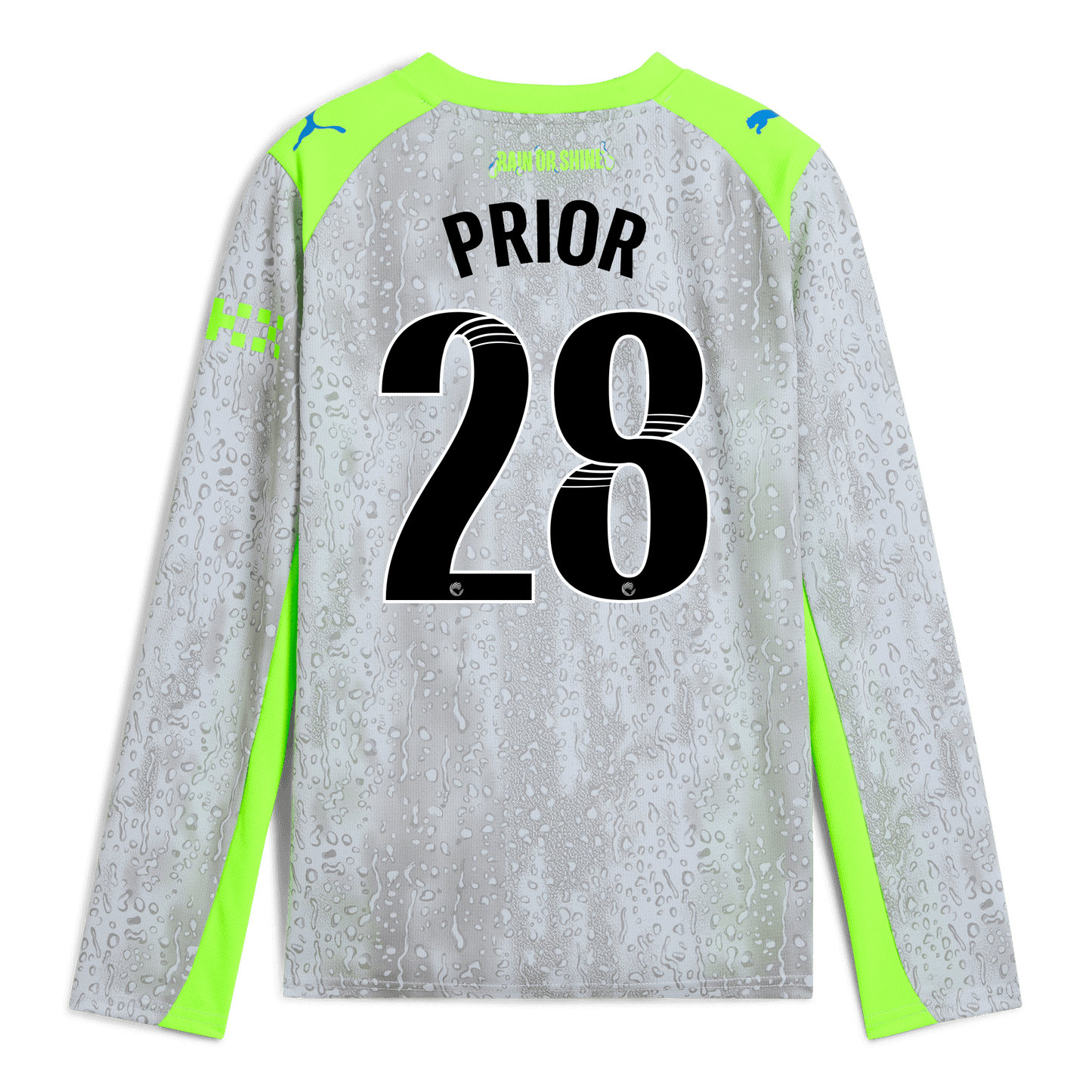 Kids' Manchester City Third Jersey 2025/26 Long Sleeve With PRIOR 28 Printing