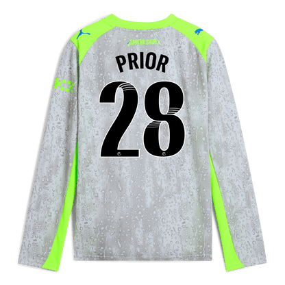 Kids' Manchester City Third Jersey 2025/26 Long Sleeve With PRIOR 28 Printing