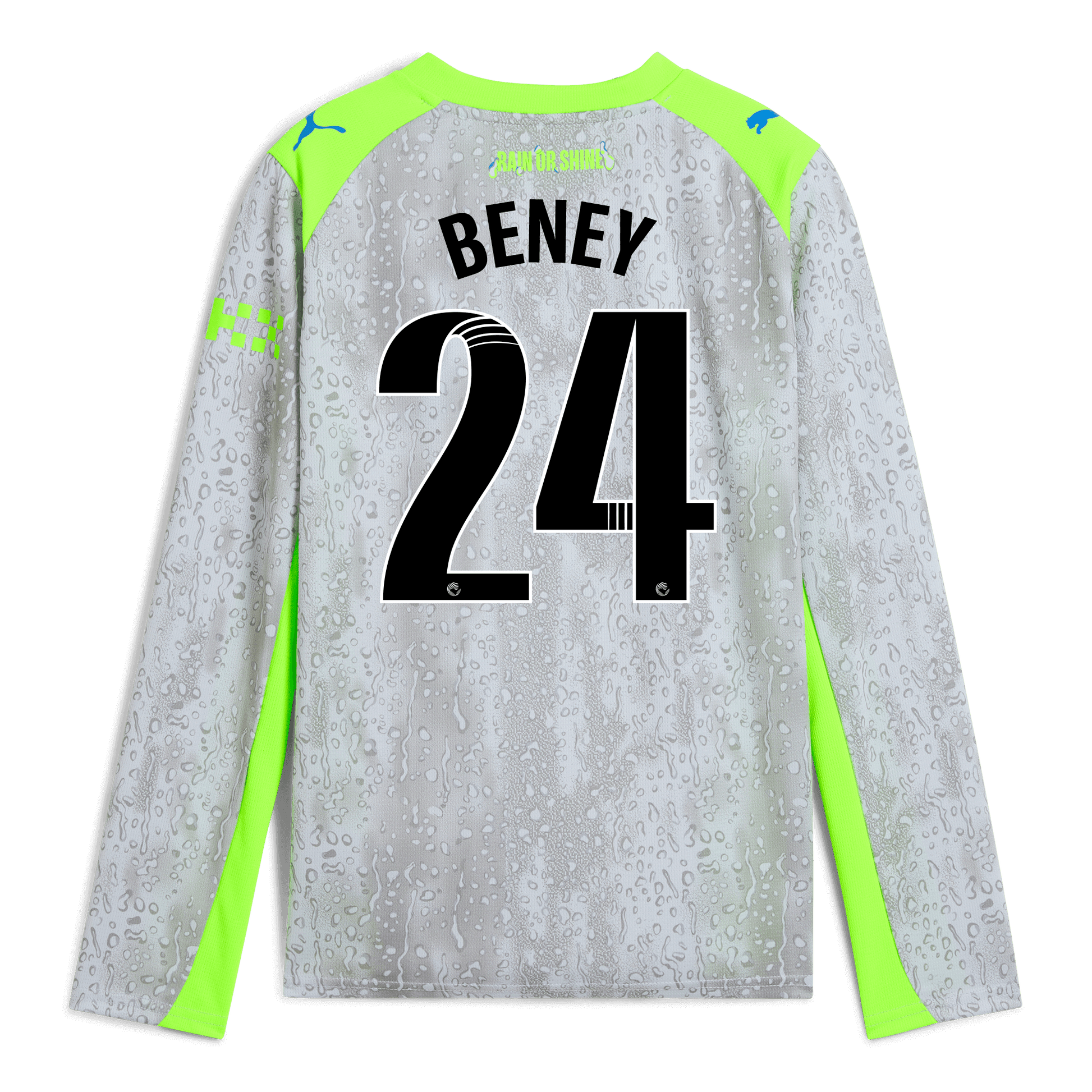 Kids' Manchester City Third Jersey 2025/26 Long Sleeve With BENEY 24 Printing