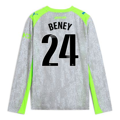 Kids' Manchester City Third Jersey 2025/26 Long Sleeve With BENEY 24 Printing