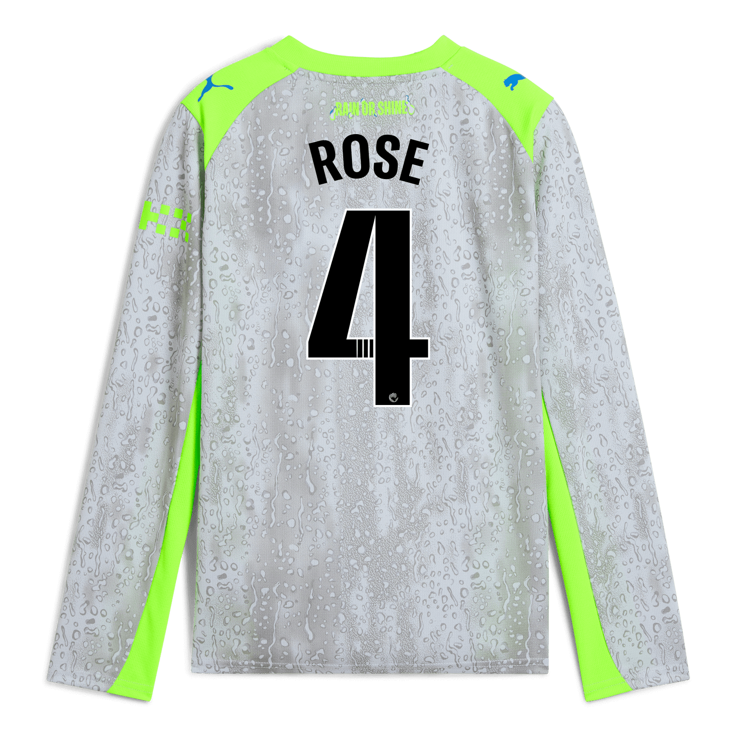 Kids' Manchester City Third Jersey 2025/26 Long Sleeve With ROSE 4 Printing