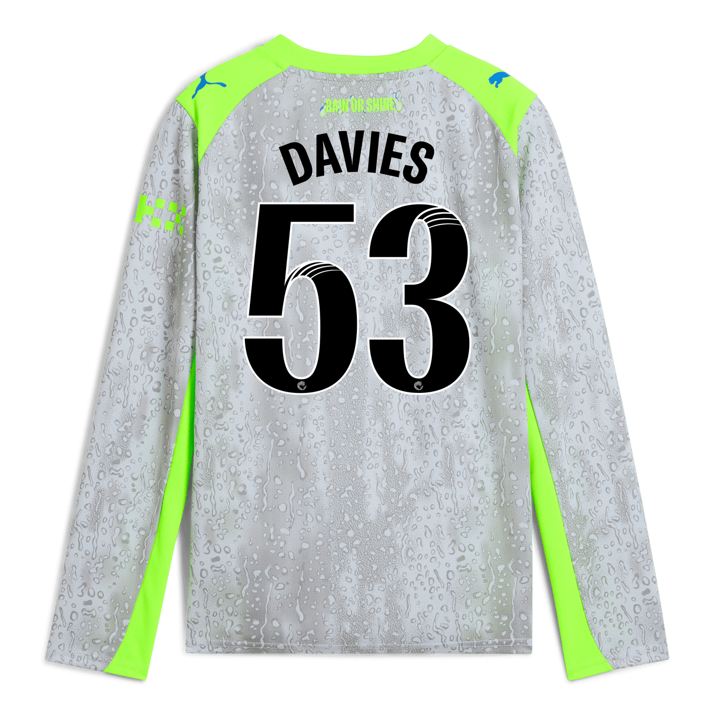Kids' Manchester City Third Jersey 2025/26 Long Sleeve With DAVIES 53 Printing