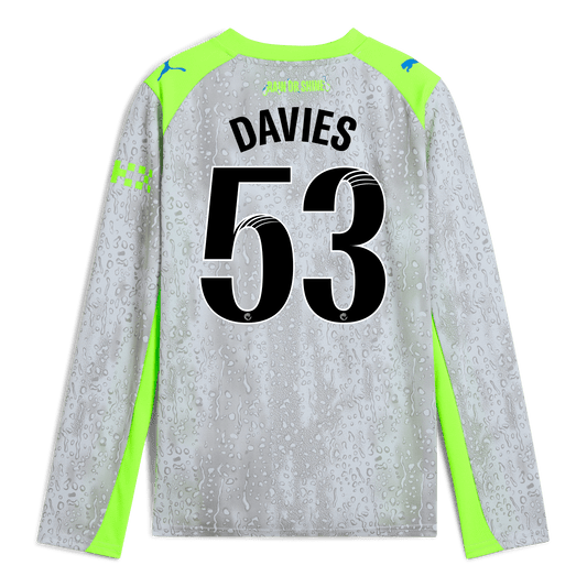 Kids' Manchester City Third Jersey 2025/26 Long Sleeve With DAVIES 53 Printing