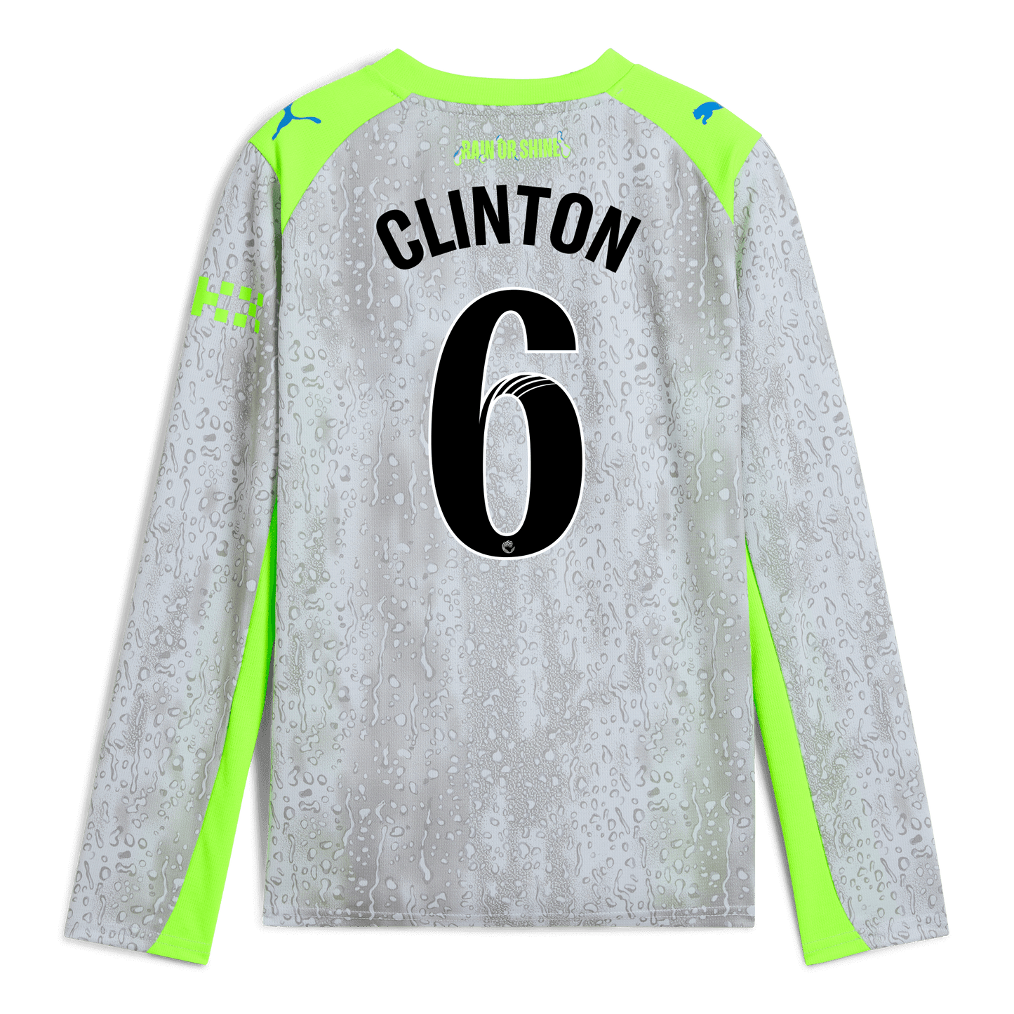 Kids' Manchester City Third Jersey 2025/26 Long Sleeve With CLINTON 6 Printing