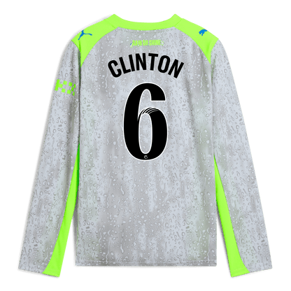Kids' Manchester City Third Jersey 2025/26 Long Sleeve With CLINTON 6 Printing