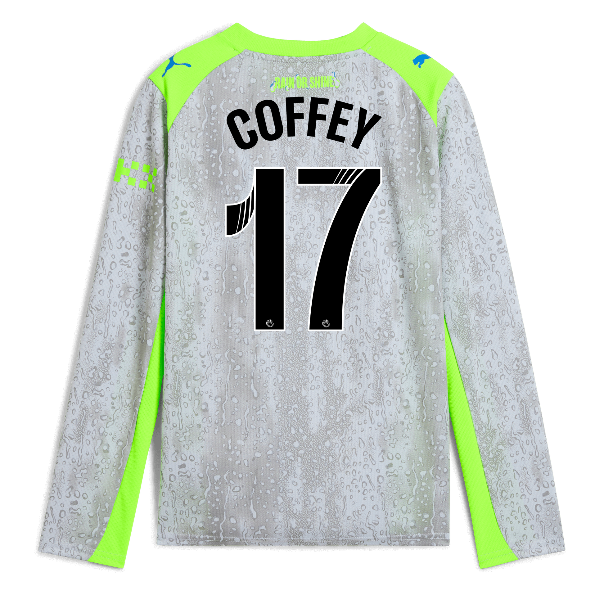 Kids' Manchester City Third Jersey 2025/26 Long Sleeve With COFFEY 17 Printing