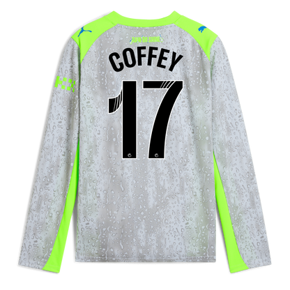 Kids' Manchester City Third Jersey 2025/26 Long Sleeve With COFFEY 17 Printing
