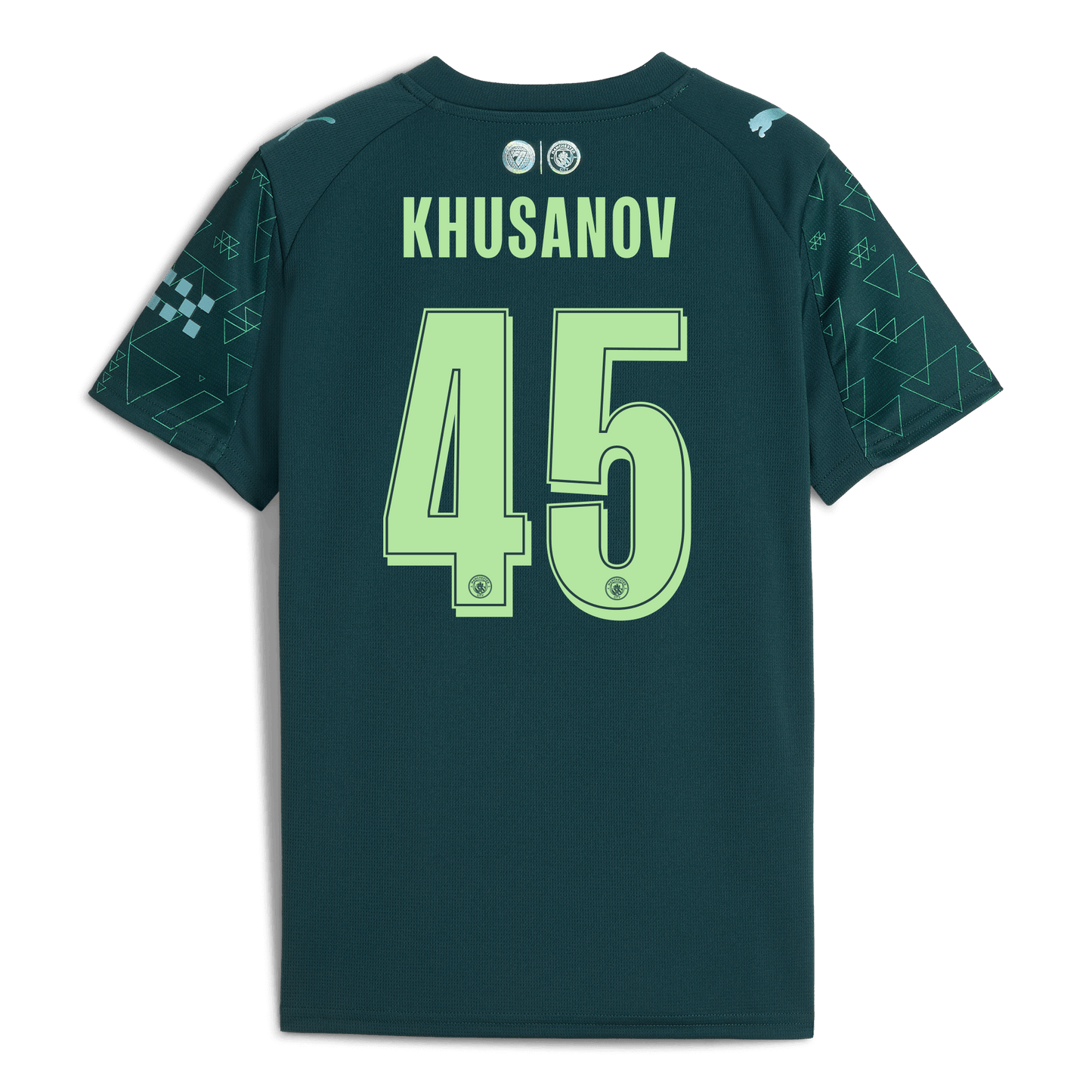 Kids' Manchester City EA SPORTS FC Jersey 2025/26 With KHUSANOV 45 Printing