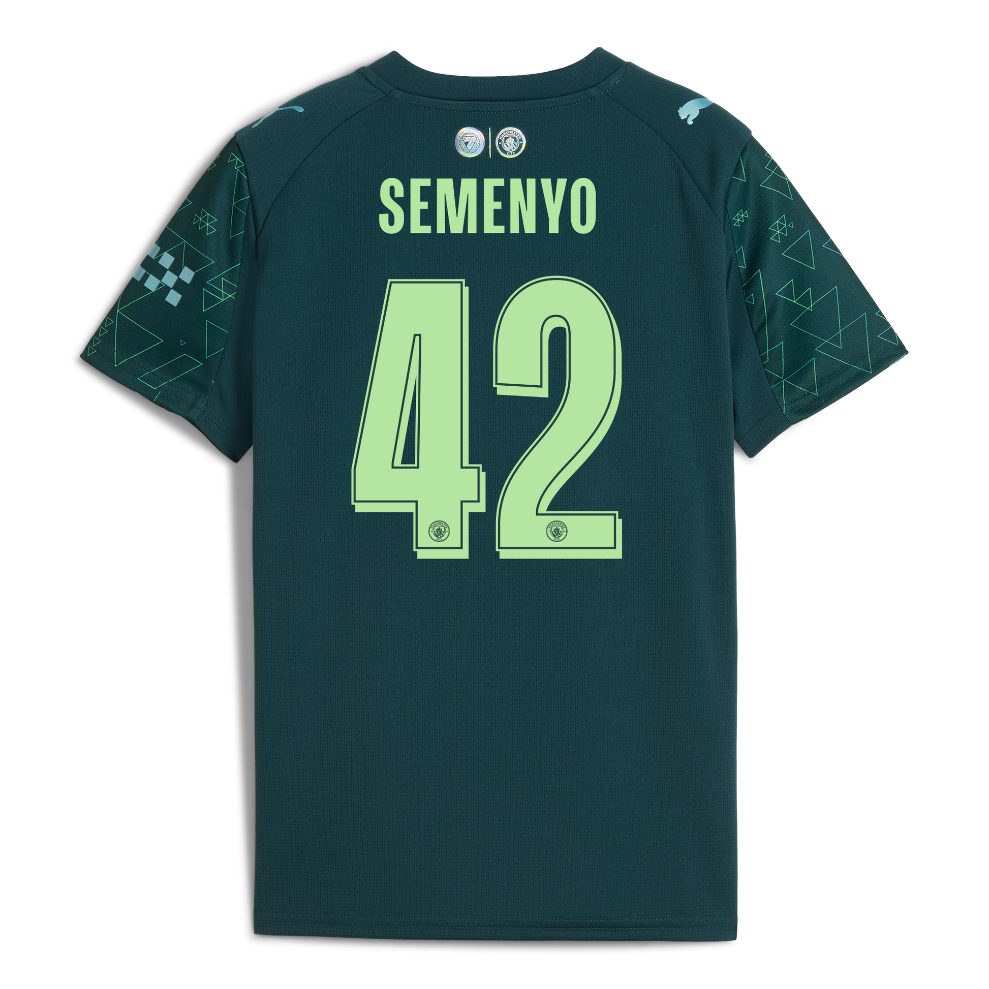 Kids' Manchester City EA SPORTS FC Jersey 2025/26 With SEMENYO 42 Printing