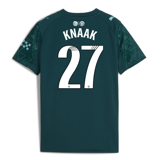 Kids' Manchester City EA SPORTS FC Jersey 2025/26 With KNAAK 27 Printing