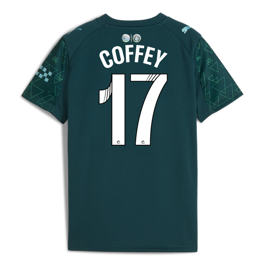 Kids' Manchester City EA SPORTS FC Jersey 2025/26 With COFFEY 17 Printing