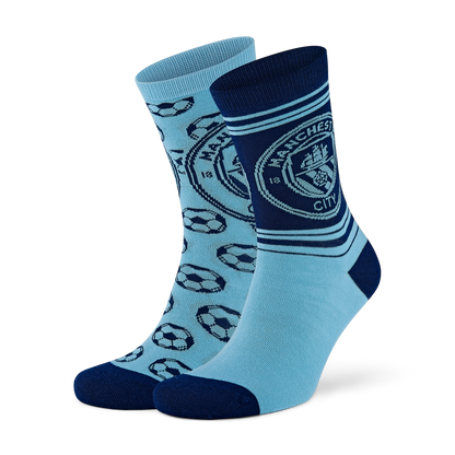 Kids' Manchester City Football Pattern Socks 2 pack