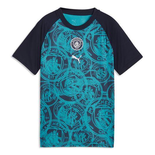 Kids' Manchester City Pre-Match Jersey - Deep Navy-Tropical Blue