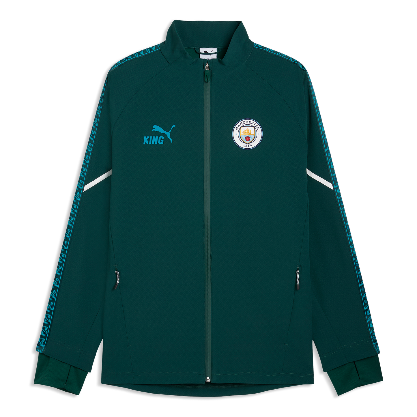 Manchester City Pre-Match Ultimate Anthem Jacket - Green Terrain-Tropical Blue