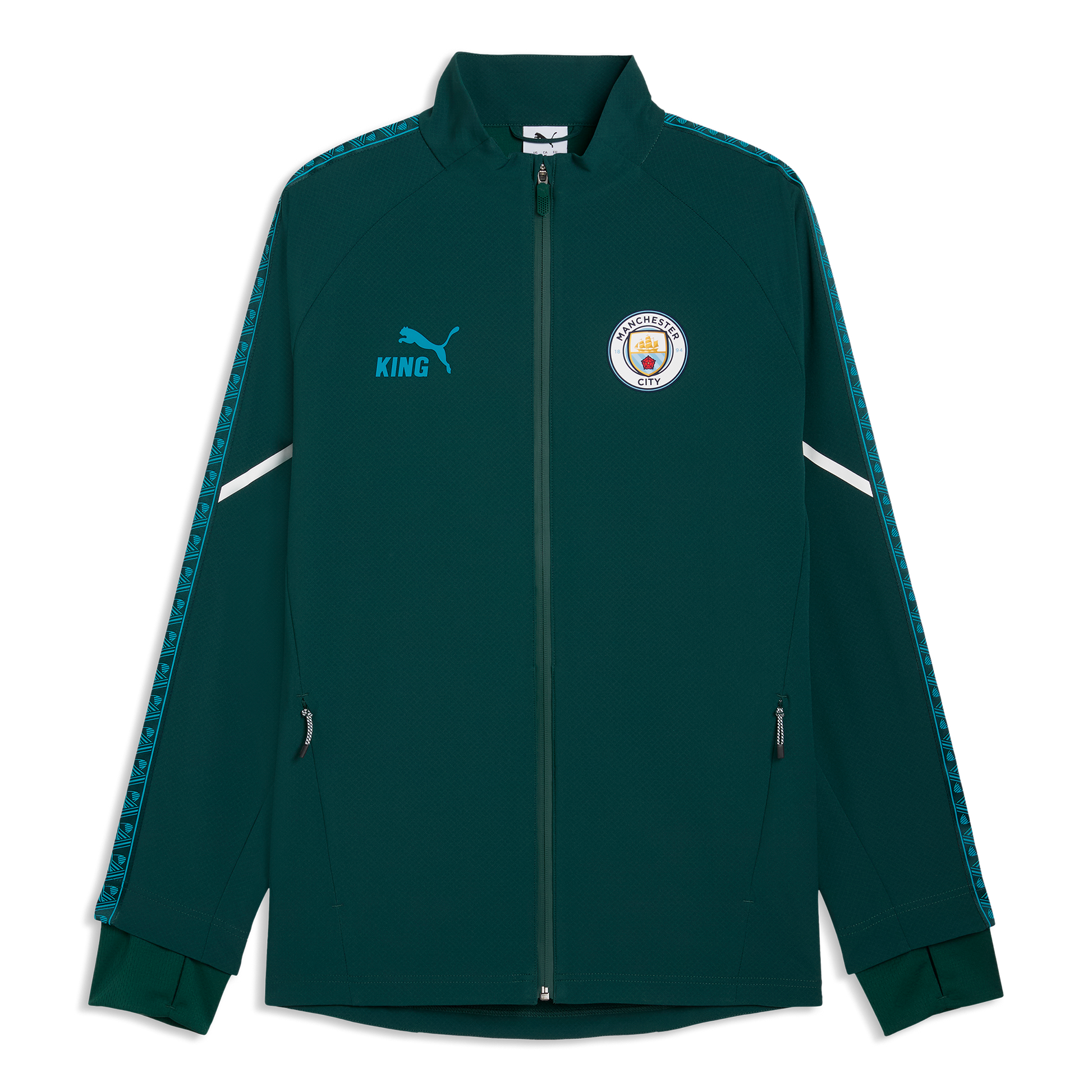 Manchester City Pre-Match Ultimate Anthem Jacket - Green Terrain-Tropical Blue