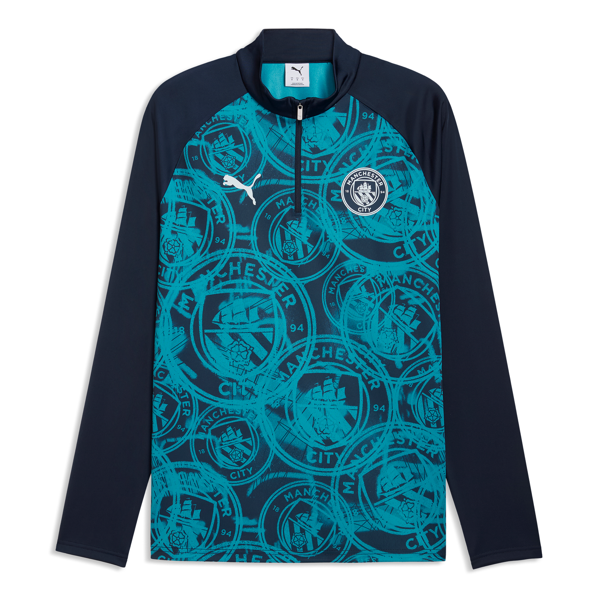 Manchester City Pre-Match 1/4 Zip Top - Deep Navy-Tropical Blue
