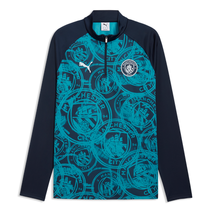 Manchester City Pre-Match 1/4 Zip Top - Deep Navy-Tropical Blue