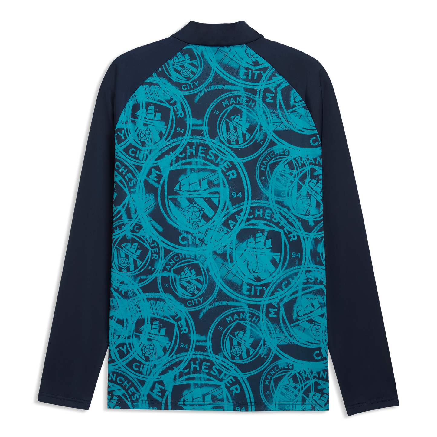 Manchester City Pre-Match 1/4 Zip Top - Deep Navy-Tropical Blue