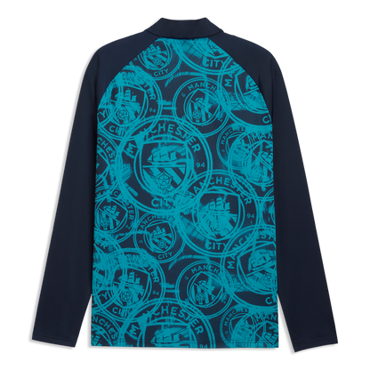 Manchester City Pre-Match 1/4 Zip Top - Deep Navy-Tropical Blue