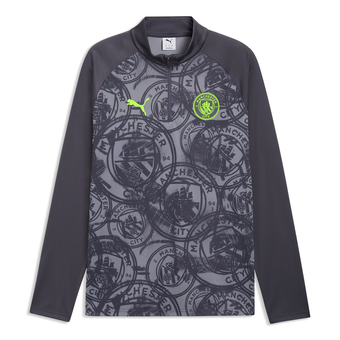 Manchester City Pre-Match 1/4 Zip Top - Galactic Gray-Pro Green