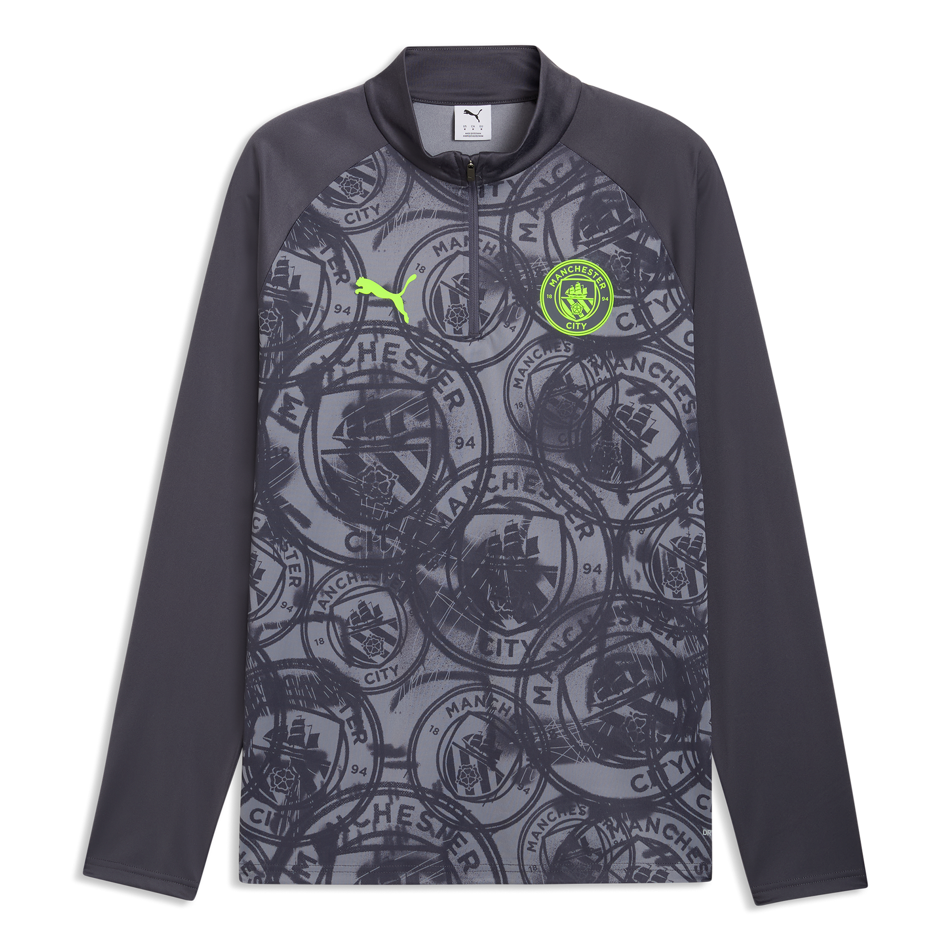 Manchester City Pre-Match 1/4 Zip Top - Galactic Gray-Pro Green