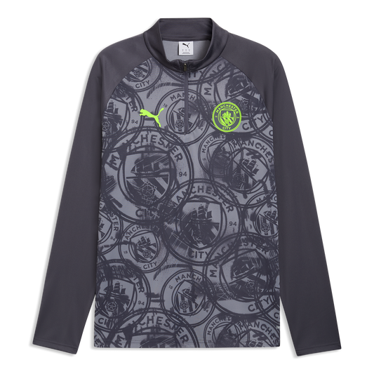 Manchester City Pre-Match 1/4 Zip Top - Galactic Gray-Pro Green